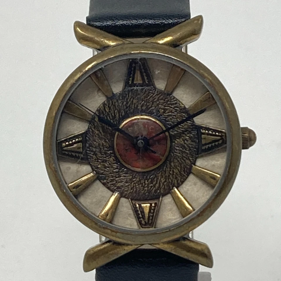 Relic Watch Women 30mm Brass Tone Faceted Crystal Swiss Black New Battery 8.25" - Image 2 of 4