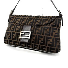 FENDI Zucca mamma baguette shoulder bag purse canvas Auth