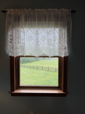 2 Heritage Lace Curtains Ivory Tier Ballon 60  x 30  American Beauty New Ecru