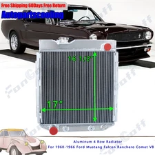 4 Row Aluminum Radiator For 1960-1966 Ford Mustang Falcon Ranchero Comet V8 1965