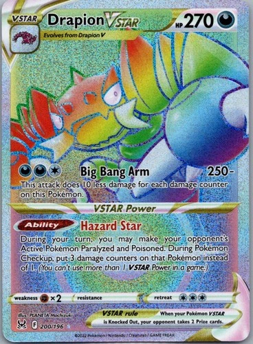 Drapion VSTAR 200/196 Rainbow Rare Lost Origin Pokemon Holo Near Mint