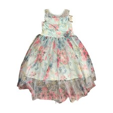 Zunie Girl Girl's Stretch Mesh Skirt Flowy Sleeveless Any Occasion Dress Aqua