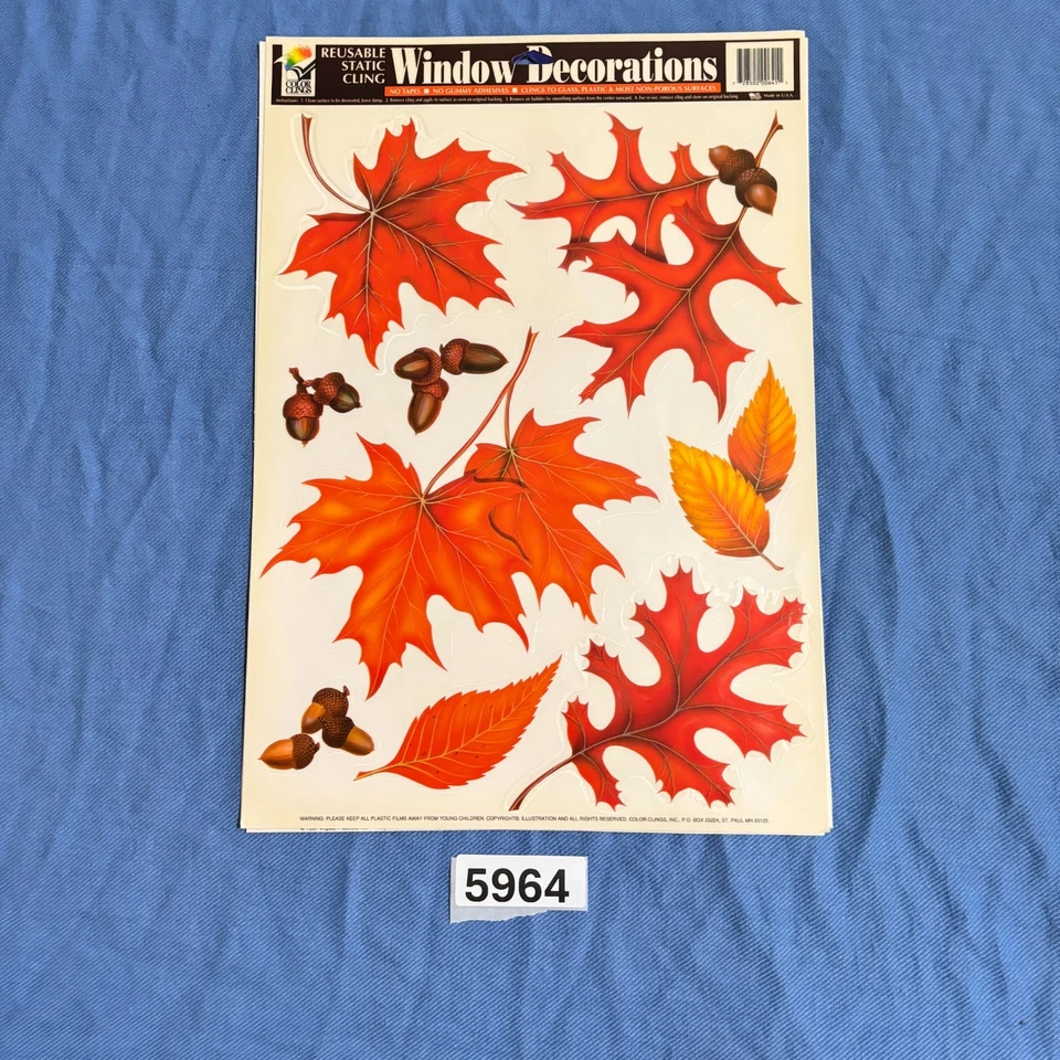 De Colección Se Adhiere Ventana Acción de Gracias Decoraciones Hojas Pavo Peregrino Cosecha Foto 3 de 4