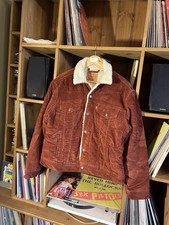 Ladies Levi’s Cord Sherpa Trucker Jacket VGC Rust Colour Large
