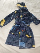 DINOSAUR ROBE TODDLER SIZE 3T WITH HOOD AND POCKETS TIE WAIST