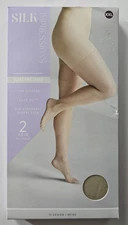 SILK IMPRESSIONS 2-pk PANTYHOSE beige ULTRA FINE SHEER 15 denier (2XL)