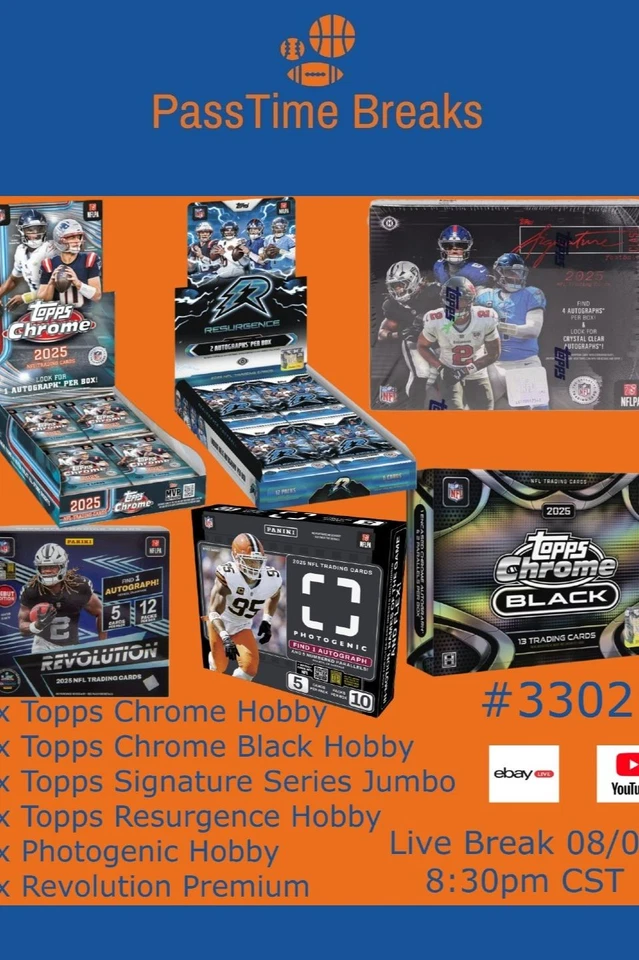 2025 RESURGENCE SIGNATURE CLASS CHROME FOOTBALL - -6x Box Hobby BREAK 3302
