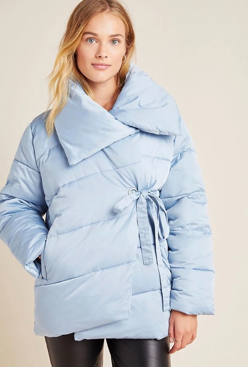Avec Les Filles Coat Jacket Oversized Wrap Puffer Side Tie Lt Blue S NWT |  eBay