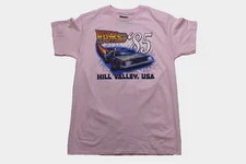 Back To The Future Mens Back To The Future '85 Hill Valley, USA Pink Shirt New L