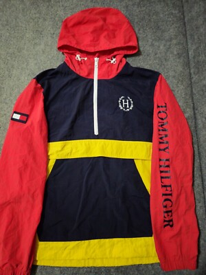 Tommy Hilfiger Half Zip Pullover Water Wind Resistant Hoodie Jacket Size L