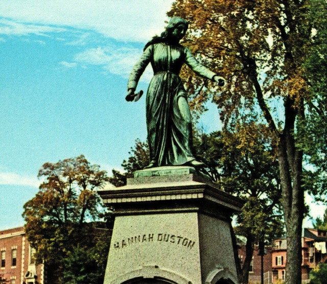 Hannah Duston Memorial Statue Monument Garden Haverhill MA Vintage