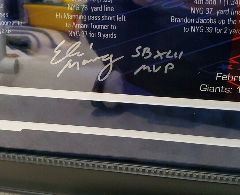 Eli Manning Sign Giants "The Drive to Victory" Filmstrip Collage 12x23 STEINER - Image 2 of 4