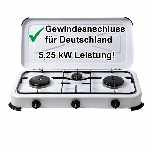 Campingkocher Gaskocher Gasherd 3 Flammig 50Mbar 2 4 FüR Gasflasche 5, 11 Kg-image