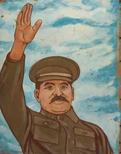 Vintage realist oil painting Joseph Stalin portrait