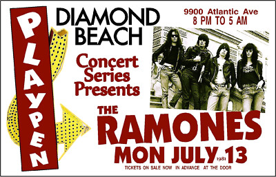 THE RAMONES 1981 PLAYPEN Diamond Beach NJ CONCERT POSTER Wildwood NJ