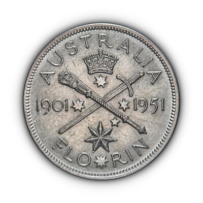 AUSTRALIA. 1951, Florin, Silver - KGVI, Melbourne, Federation Anniversary 1