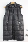 ZARA Black Long Oversized Faux Leather Puffer Vest Size XS