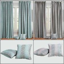 Pencil Pleat Jacquard Thick Curtains Tape Top Luxury Ready Made Curtain 