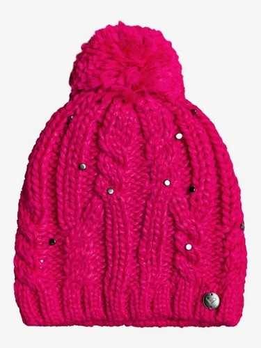 ROXY GIRL 'Sundancing' Girl Pom Pom Cable Knit Beanie, O/S - Jazzy Pink (MZF0) - Picture 2 of 8
