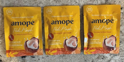 Amope Pedimask Foot Sock Mask, Macadamia Nut Oil Essence, 3 Packs