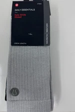 Lululemon Daily Stride Ribbed Crew Sock 3-Pack Gray Blue Green  Mens L 9.5-12