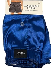 NWT AMERICAN EAGLE Satin Pocket Boxer Underwear Sz XS-S-M-L-XL-XXL Blue #8