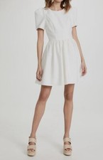  375 Black Halo Women's White Jewel Neck Chadwick A-Line Dress Size 8