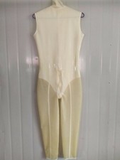 New Latex Rubber Gummi Ganzanzug White with transparent Sleeveless Catsuit S-XXL