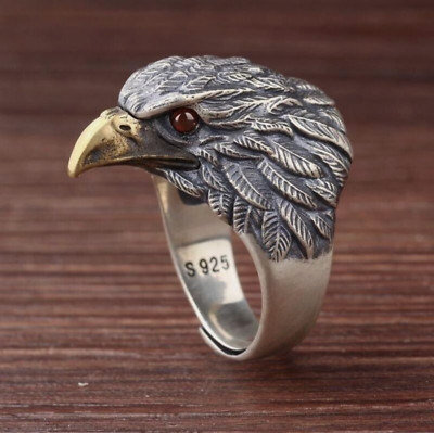 Vintage Adler verstellbarer Ring 925 Sterlingsilber Herren Damen Schmuck Geschenk UK