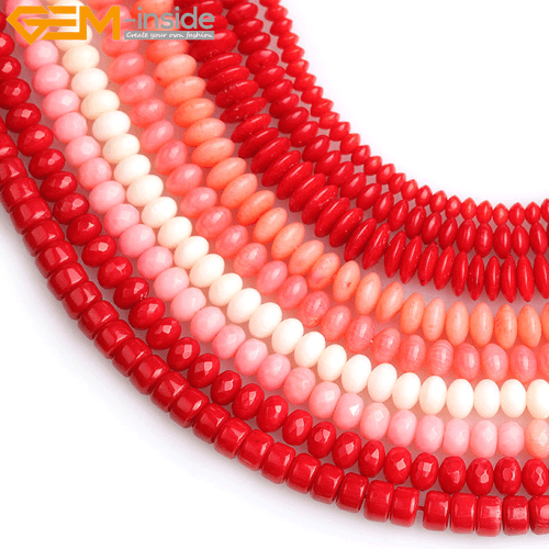 Red Coral Beads Rondelle Gemstone Necklace Loose Beads For Jewelry Making 15" - Picture 4 of 41