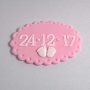 1 Baby Girl Date Plaque Edible Sugar Cup Cake Decorations Toppers