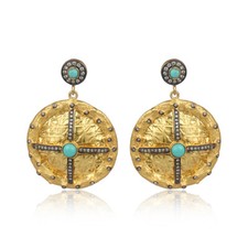 Turquoise Gemstone 925 Silver Gold Plated Women's Dangle Earrings Jewelry