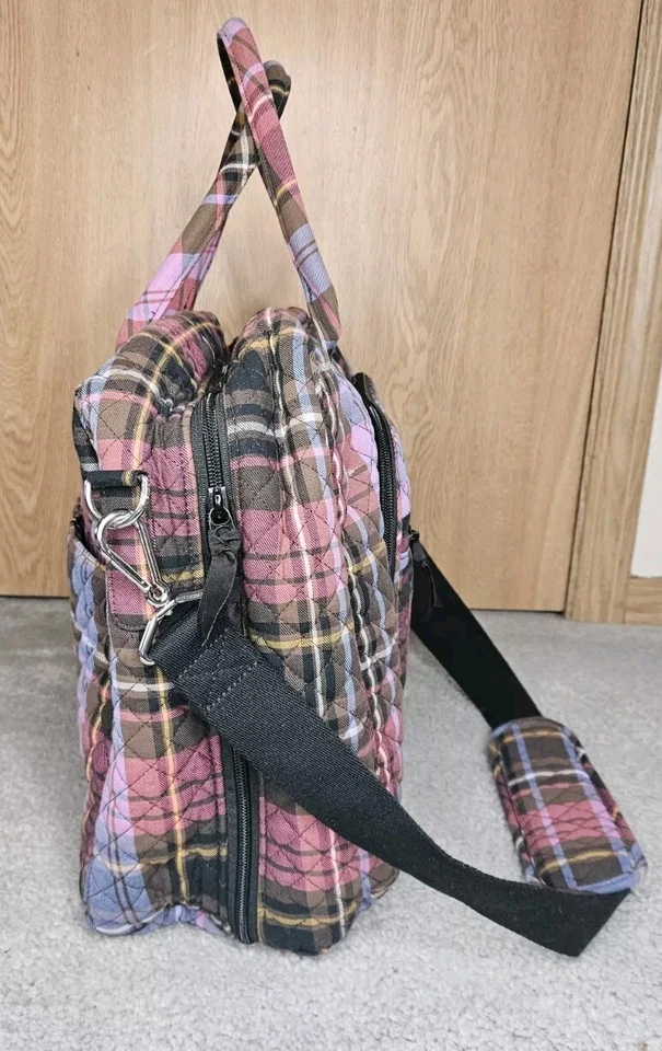 Vera Bradley Deluxe Travel Tote Weekender Duffel Bag Plaid Nice!! - Image 3 of 4
