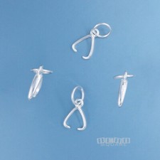 4 Sterling Silver Pendant Pinch Bail Closed Ring Connectors Charm Making 44335
