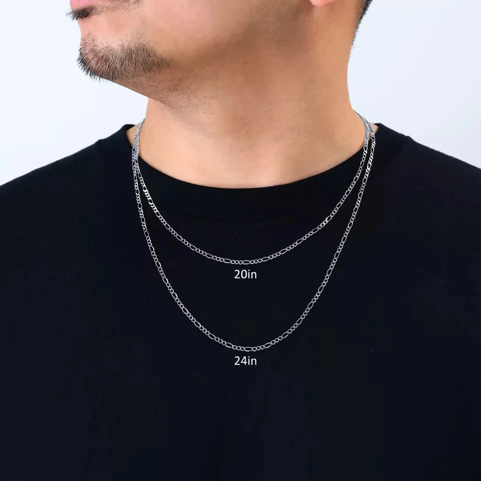 10K 白金 Figaro 链项链男式女式 16 英寸 - 30 — 第 4/4 张图片