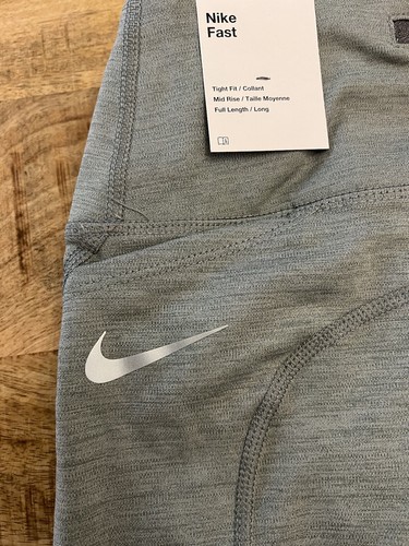 Nike Fast Women's Mid-Rise Running Tights (M) Dry Fit - CZ9240-827 GREY Only - Picture 13 of 15