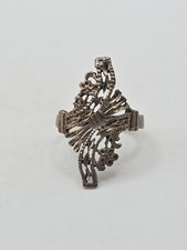 Vintage Sterling Silver 925 Filigree Bypass Ring Size 5.5