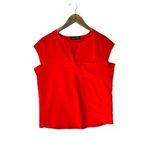 Ivanka Trump Red Cap Sleeve V-Neck Blouse Top Women’s Size M Office Casual