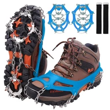 WIN.MAX Crampons: 19 Stainless Steel Ice Snow Grips, Traction Cleats for Shoes X