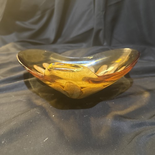Mid Century Murano 7x9 In Rolled Copper Fleck Orb Form Bowl - Picture 10 of 17
