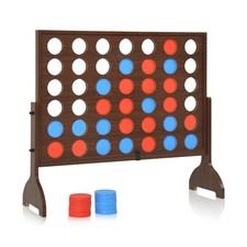 Brown Connect 4 - Wooden 4 in a Row Game Jumbo w/ Carrying Bag  Release Lever