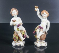 ⚜️ Paar Porzellan Skulptur Putti Bacchanten Capodimonte Keramik Stil CAPPÈ