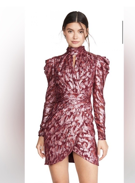 Jonathan Simkhai Metallic Mock neck wrap dress Size 4 NWOT