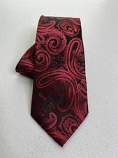 Steven Land Black, Red Paisley Pattern Tie NWOT