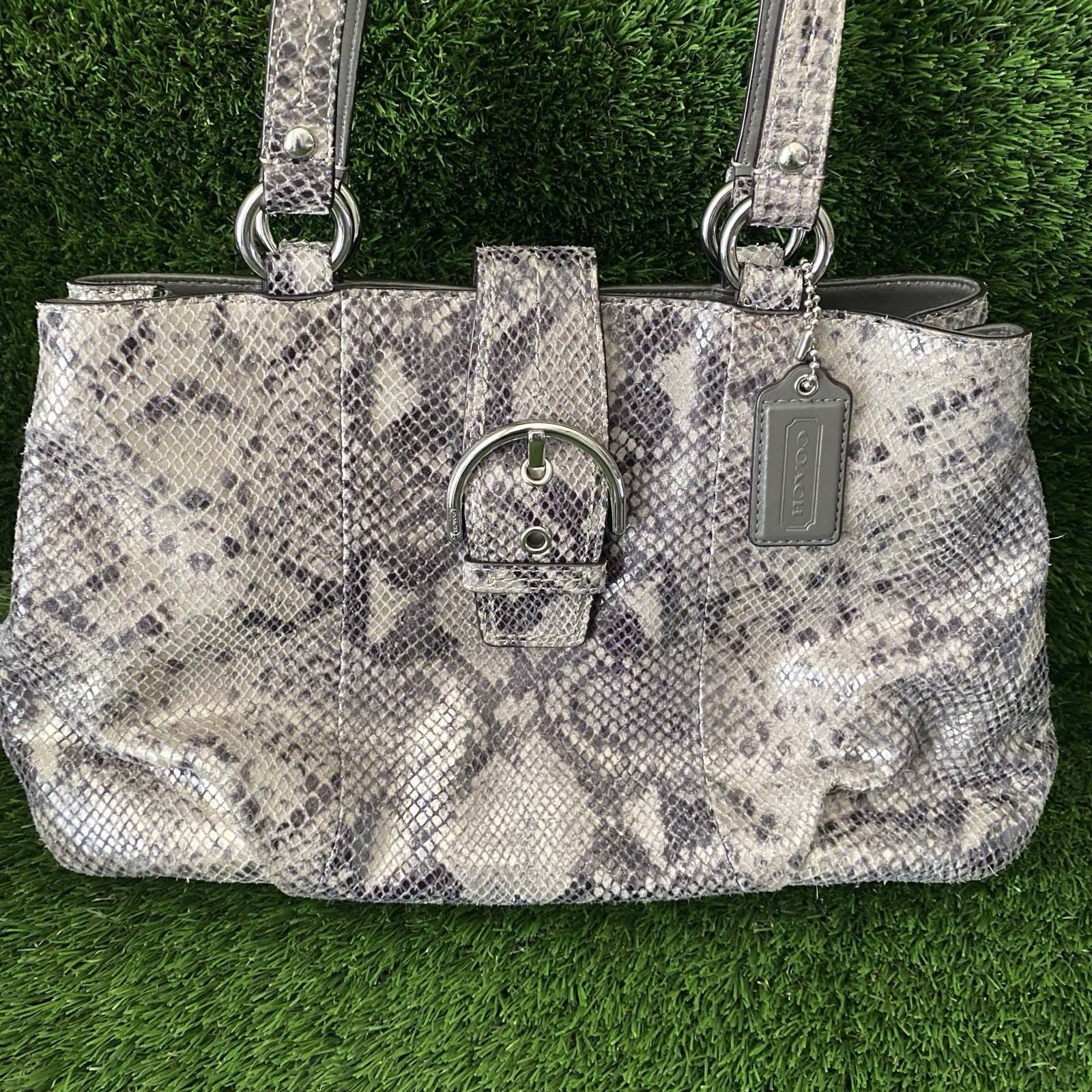 Coach Soho Python Snake Embossed Faux Leather Med… - image 4