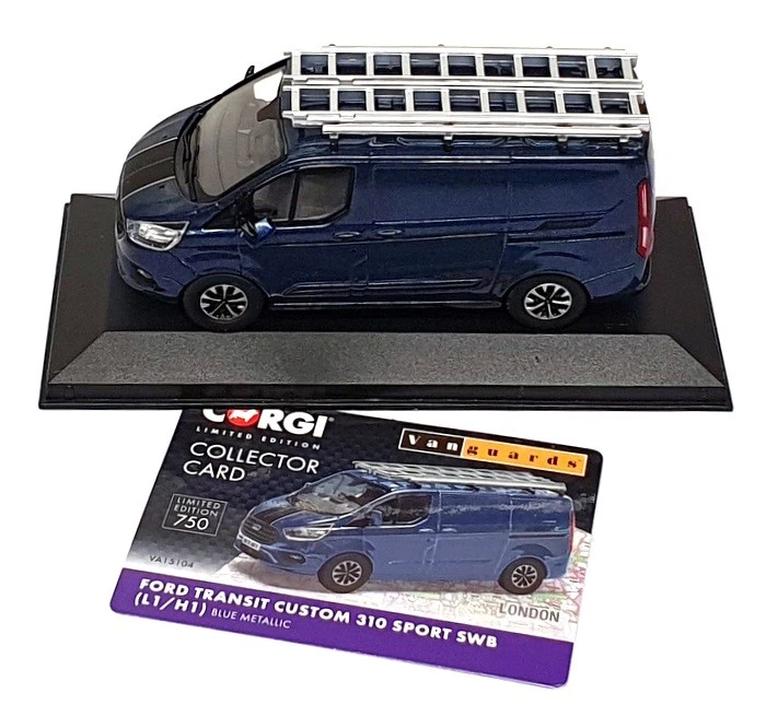 Vanguards 1/43 Scale VA15104 - Ford Transit Custom 310 Sport SWB L1/H1 Met. Blue - Image 4 of 4