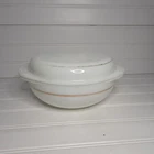Vintage 1950s Pyrex Gold Band 2 qt Casserole Dish With Lid 024