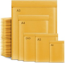 A4 Padded Envelopes, 10x Gold Padded Bubble Envelopes for Packaging Postage Peel