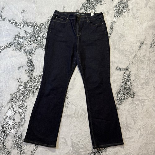 Chicos Jeans Damen Größe 2,5/14 blau platin kaum Stiefel dunkle Waschung hoher Bund