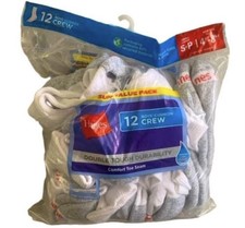 HANES BOY'S CREW SOCKS WHITE 12 PACK SHOE SIZE 4.5-8.5